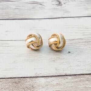 Vintage Stud Earrings Silver Tone & Gold Tone Knot - Condition Issues